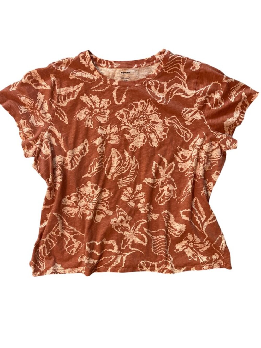 Women's SONOMA The Every Day Tee Short Sleeve T-Shirt FLORAL Size XXL